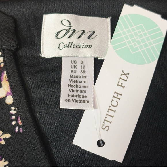 NWT DM Collection Black Multi Print Jeraldeen Jersey Shirt Dress 8 - Picture 4 of 16